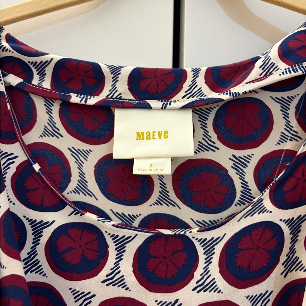 Maeve Women’s Blue & Burgundy Patterned Dress (Size 2) - Picture 3 of 5